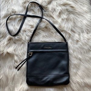 Calvin Klein black pebble leather cross body bag